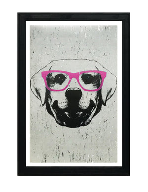 Limited Edition Labrador Retriever with Pink Glasses Art Print / Poster - 13x19"