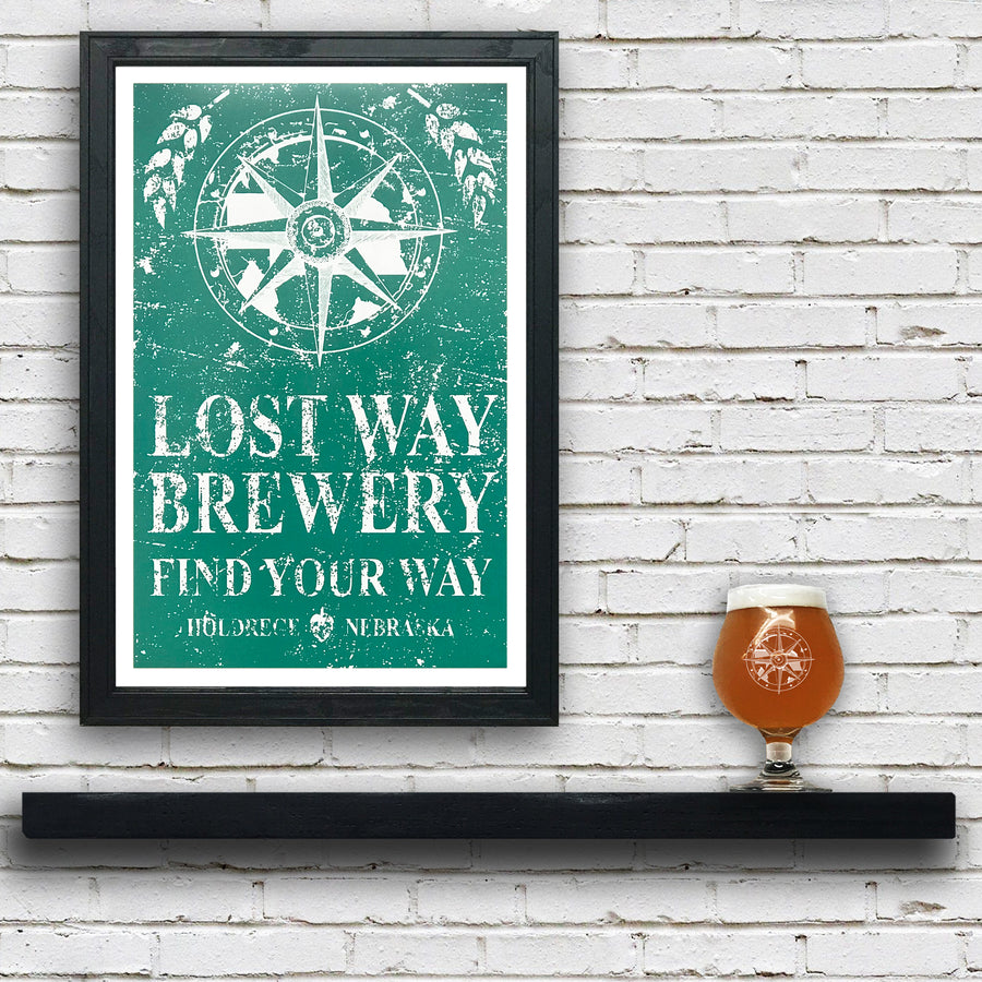 Limited Edition Lost Way Brewery - Craft Beer Poster - Emerald Green - 13x19"
