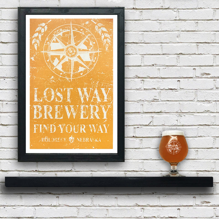 Limited Edition Lost Way Brewery - Craft Beer Poster - Harvest Yellow - 13x19"
