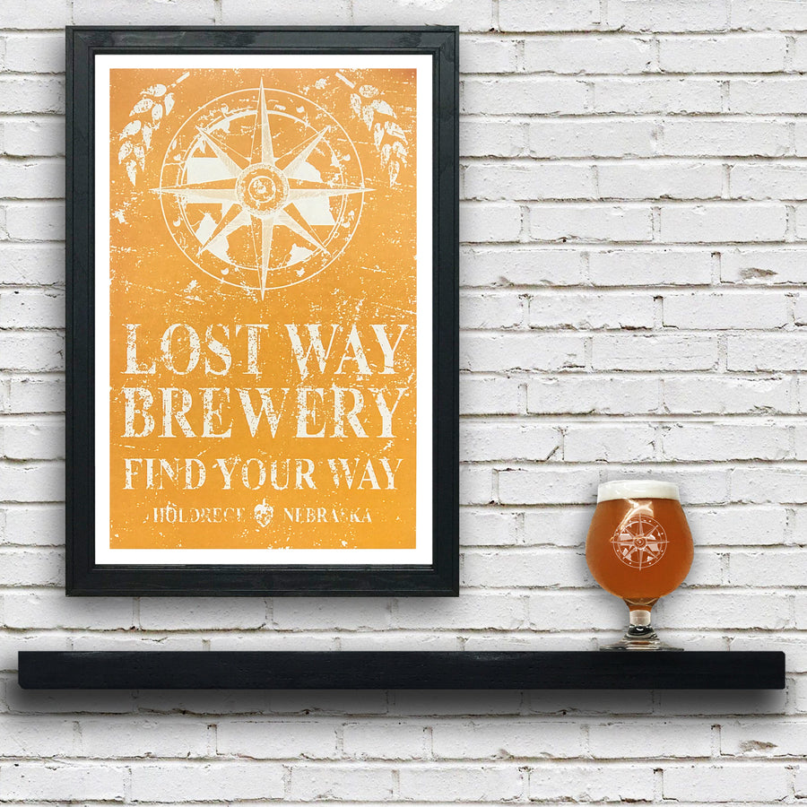 Limited Edition Lost Way Brewery - Craft Beer Poster - Harvest Yellow - 13x19"