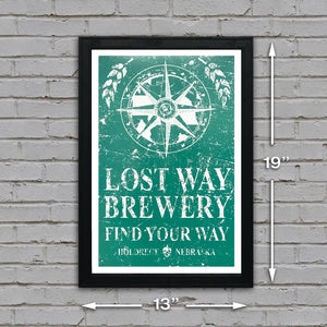 Limited Edition Lost Way Brewery - Craft Beer Poster - Emerald Green - 13x19"
