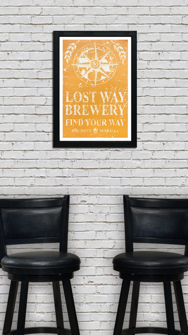 Limited Edition Lost Way Brewery - Craft Beer Poster - Harvest Yellow - 13x19"