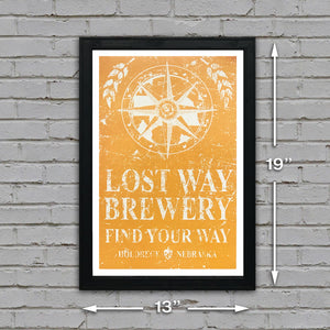 Limited Edition Lost Way Brewery - Craft Beer Poster - Harvest Yellow - 13x19"
