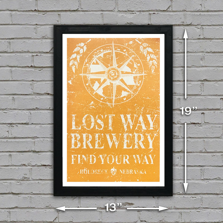 Limited Edition Lost Way Brewery - Craft Beer Poster - Harvest Yellow - 13x19"