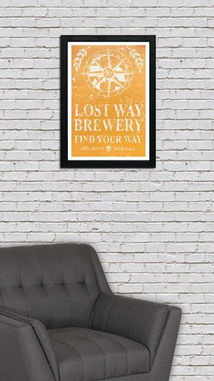 Limited Edition Lost Way Brewery - Craft Beer Poster - Harvest Yellow - 13x19"