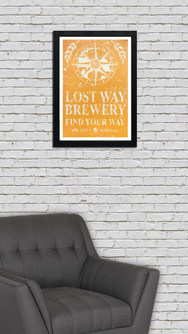 Limited Edition Lost Way Brewery - Craft Beer Poster - Harvest Yellow - 13x19"