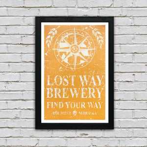 Limited Edition Lost Way Brewery - Craft Beer Poster - Harvest Yellow - 13x19"