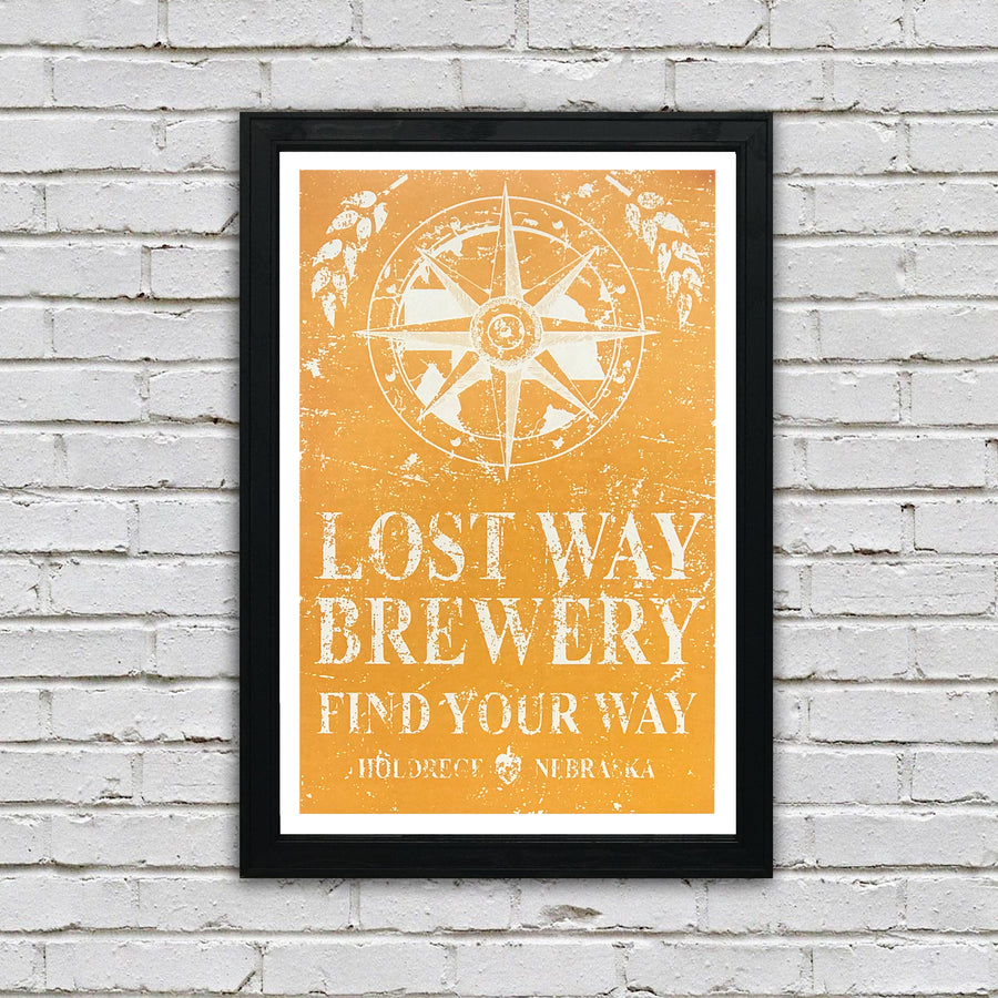 Limited Edition Lost Way Brewery - Craft Beer Poster - Harvest Yellow - 13x19"