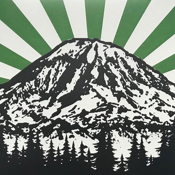 Limited Edition Mount Rainier Art Poster - Green and Black - 13x19"