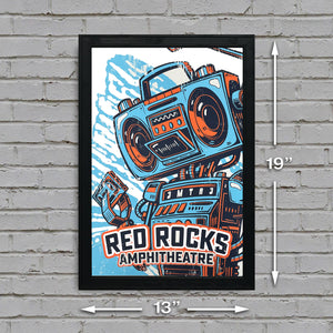 Limited Edition Red Rocks Music Poster Art Print - Boombox Robot Artist Series Featuring John Van Horn - Bronco Country - 13x19"