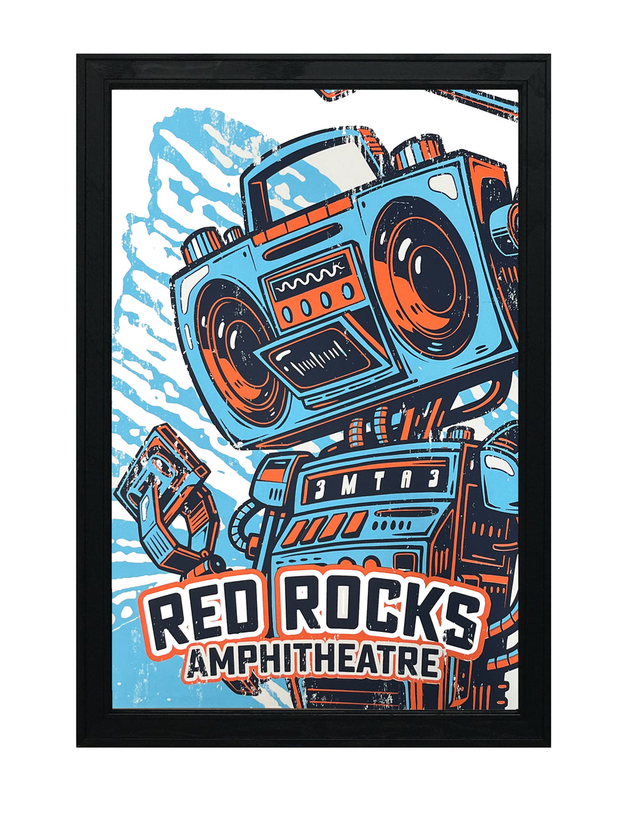 Limited Edition Red Rocks Music Poster Art Print - Boombox Robot Artist Series Featuring John Van Horn - Bronco Country - 13x19"