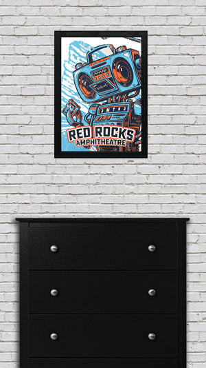 Limited Edition Red Rocks Music Poster Art Print - Boombox Robot Artist Series Featuring John Van Horn - Bronco Country - 13x19"