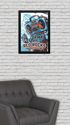 Limited Edition Red Rocks Music Poster Art Print - Boombox Robot Artist Series Featuring John Van Horn - Bronco Country - 13x19"