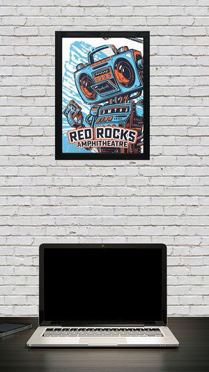 Limited Edition Red Rocks Music Poster Art Print - Boombox Robot Artist Series Featuring John Van Horn - Bronco Country - 13x19"
