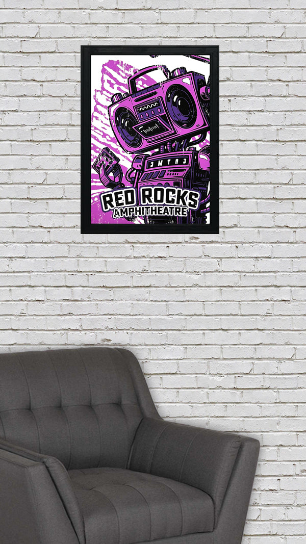 Limited Edition Red Rocks Music Poster Art Print - Boombox Robot Artist Series Featuring John Van Horn - Purple Haze - 13x19"