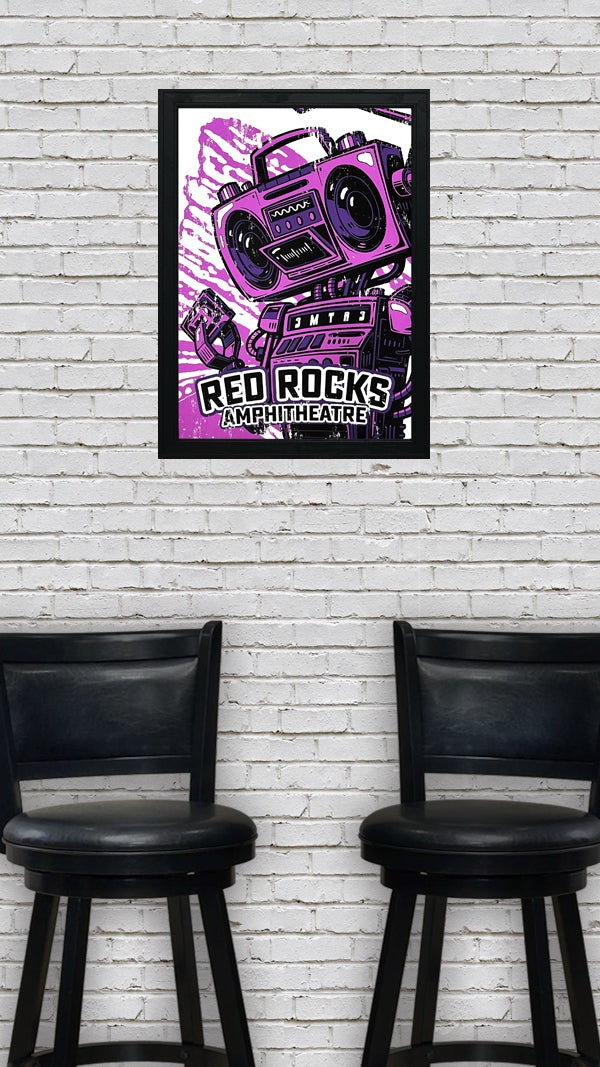 Limited Edition Red Rocks Music Poster Art Print - Boombox Robot Artist Series Featuring John Van Horn - Purple Haze - 13x19"