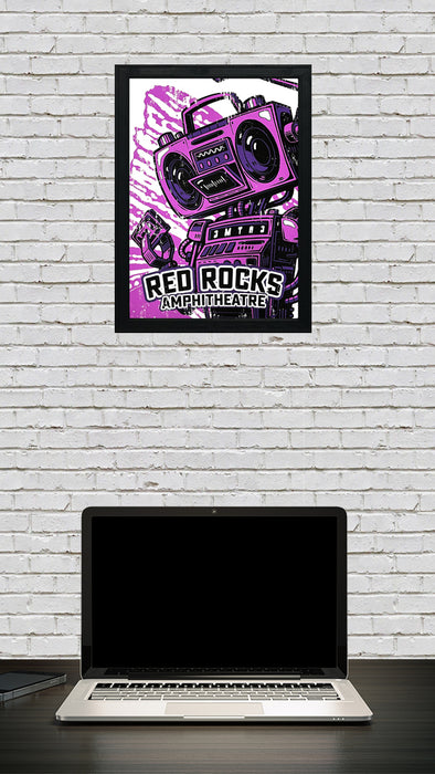 Limited Edition Red Rocks Music Poster Art Print - Boombox Robot Artist Series Featuring John Van Horn - Purple Haze - 13x19"