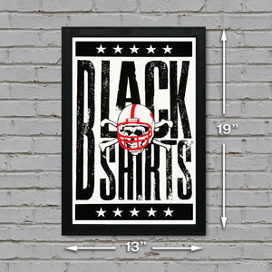 Limited Edition Blackshirts Letterpress Nebraska Cornhuskers Poster Art - 13x19"