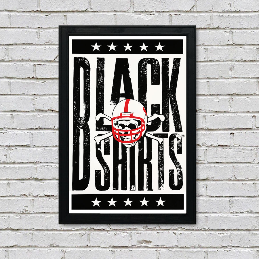 Limited Edition Blackshirts Letterpress Nebraska Cornhuskers Poster Art - 13x19"