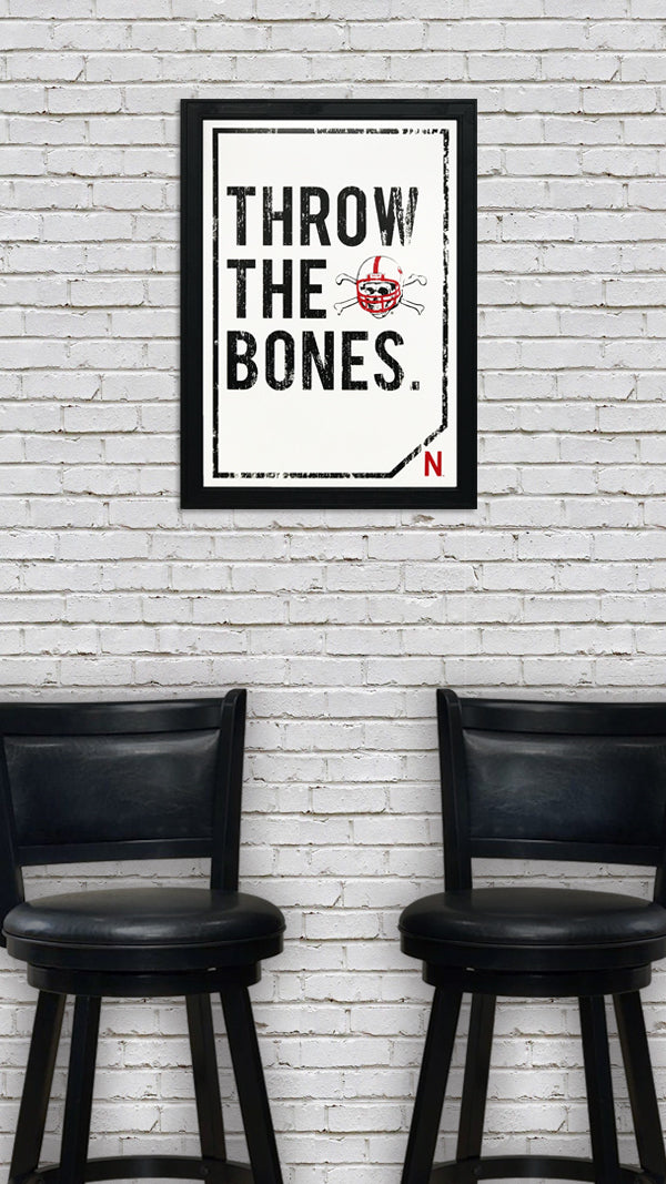 Limited Edition Nebraska Cornhuskers "Throw The Bones" Blackshirts College Football Poster Art - 13x19"