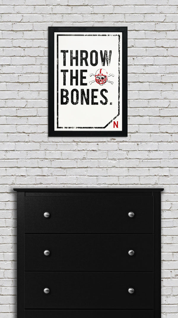 Limited Edition Nebraska Cornhuskers "Throw The Bones" Blackshirts College Football Poster Art - 13x19"