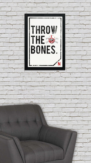 Limited Edition Nebraska Cornhuskers "Throw The Bones" Blackshirts College Football Poster Art - 13x19"