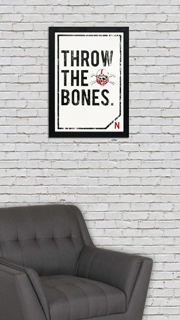 Limited Edition Nebraska Cornhuskers "Throw The Bones" Blackshirts College Football Poster Art - 13x19"