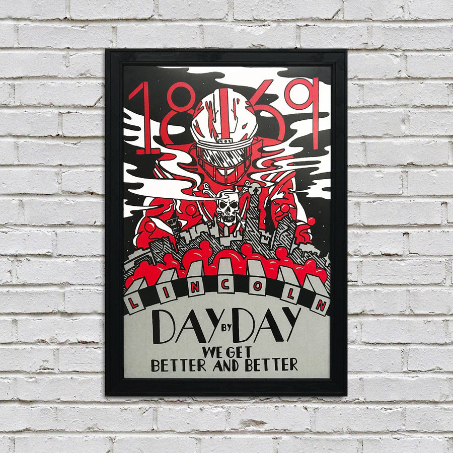 Limited Edition Day By Day Nebraska Cornhuskers College Football Poster - Artist Series featuring Justin Parker - 13x19"
