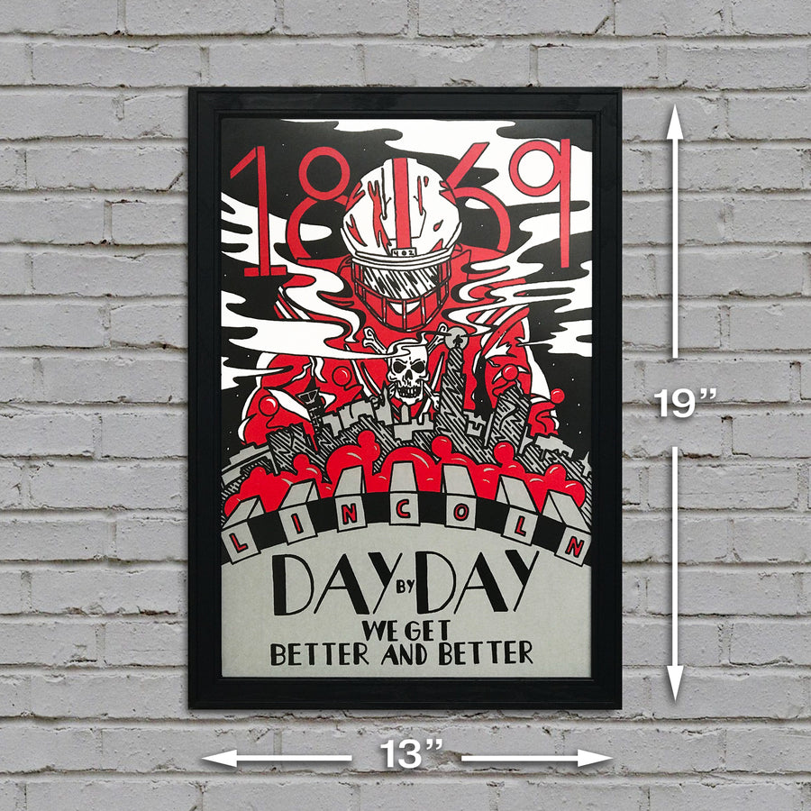 Limited Edition Day By Day Nebraska Cornhuskers College Football Poster - Artist Series featuring Justin Parker - 13x19"