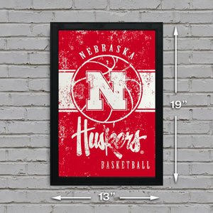 Limited Edition Nebraska Huskers College Basketball Poster Art - 13x19"