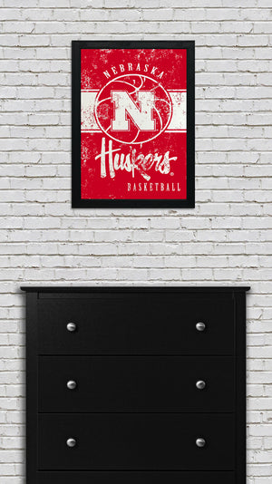 Limited Edition Nebraska Huskers College Basketball Poster Art - 13x19"