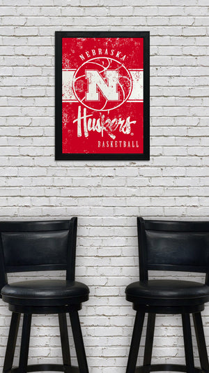 Limited Edition Nebraska Huskers College Basketball Poster Art - 13x19"