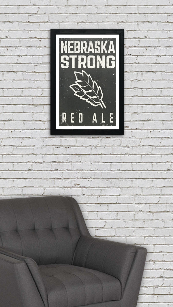 Limited Edition Nebraska Strong Red Ale Craft Beer Poster - Charcoal - 13x19"