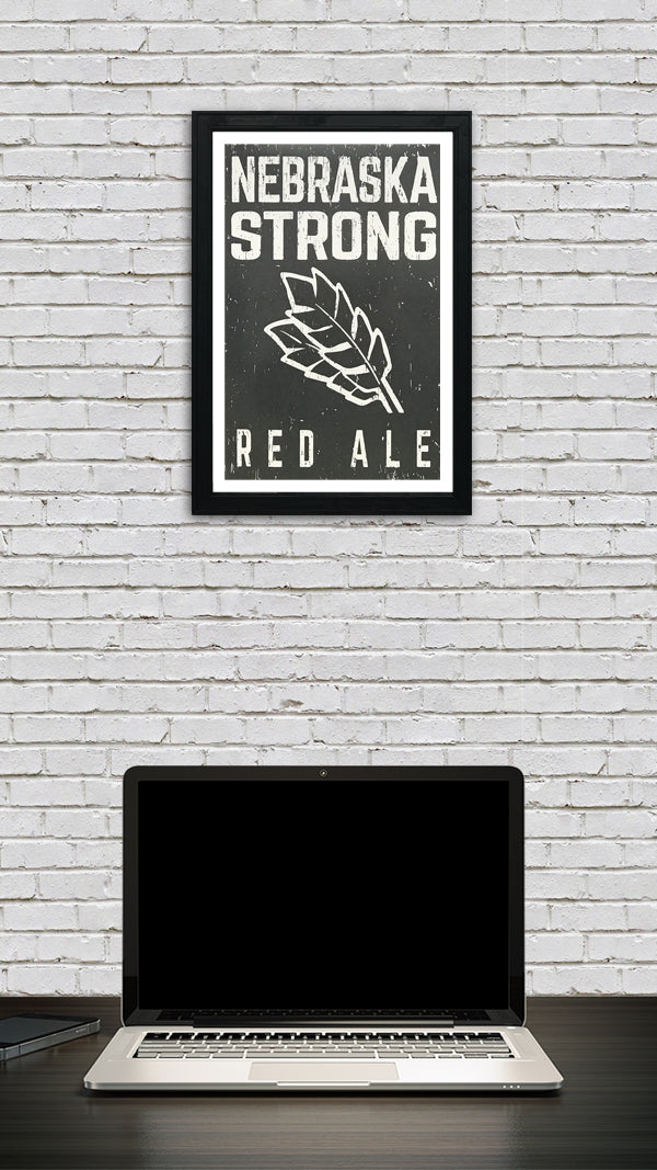 Limited Edition Nebraska Strong Red Ale Craft Beer Poster - Charcoal - 13x19"