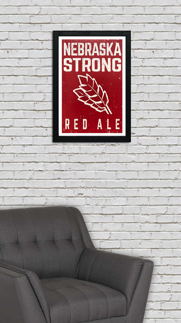 Limited Edition Nebraska Strong Red Ale Craft Beer Poster - Red - 13x19"