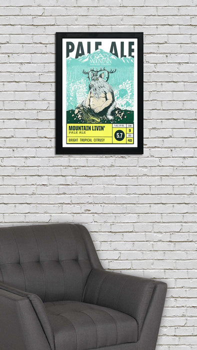 Limited Edition Crazy Mountain Mountain Livin' Pale Ale Craft Beer Poster - 13x19"