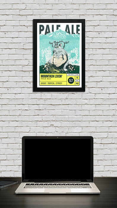 Limited Edition Crazy Mountain Mountain Livin' Pale Ale Craft Beer Poster - 13x19"