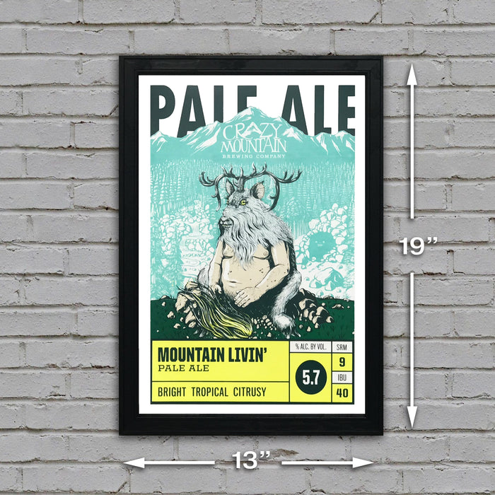 Limited Edition Crazy Mountain Mountain Livin' Pale Ale Craft Beer Poster - 13x19"