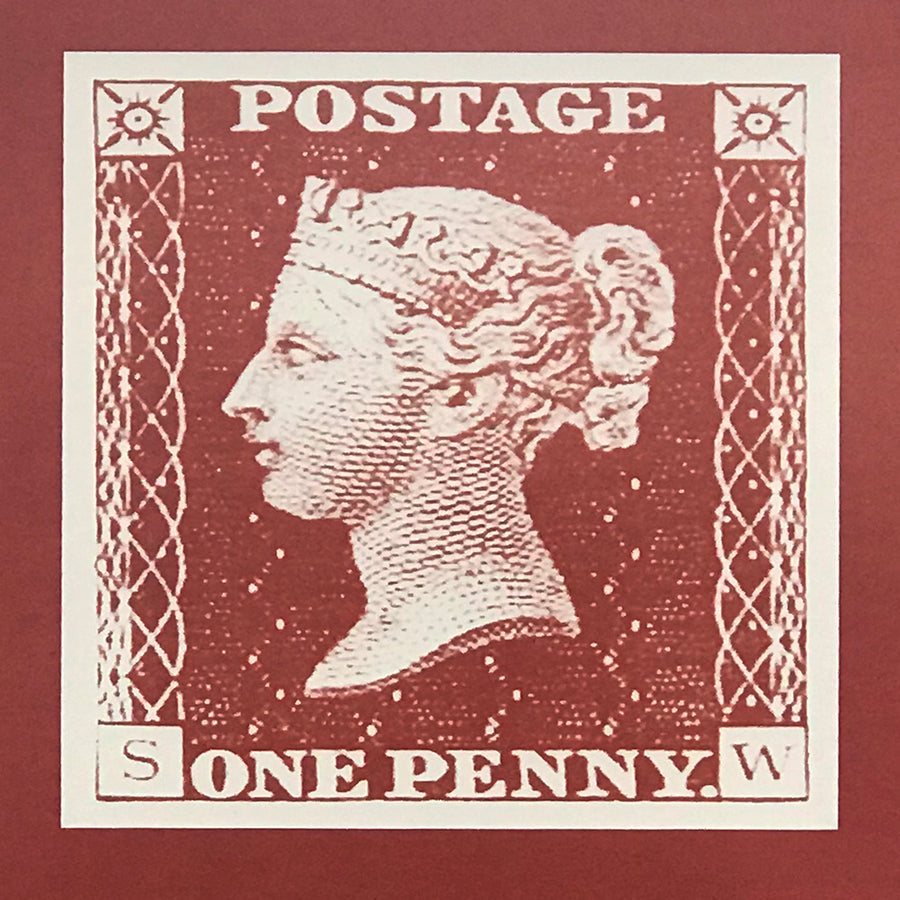 Limited Edition Penny Red Postage Stamp Art Poster - 13x19"