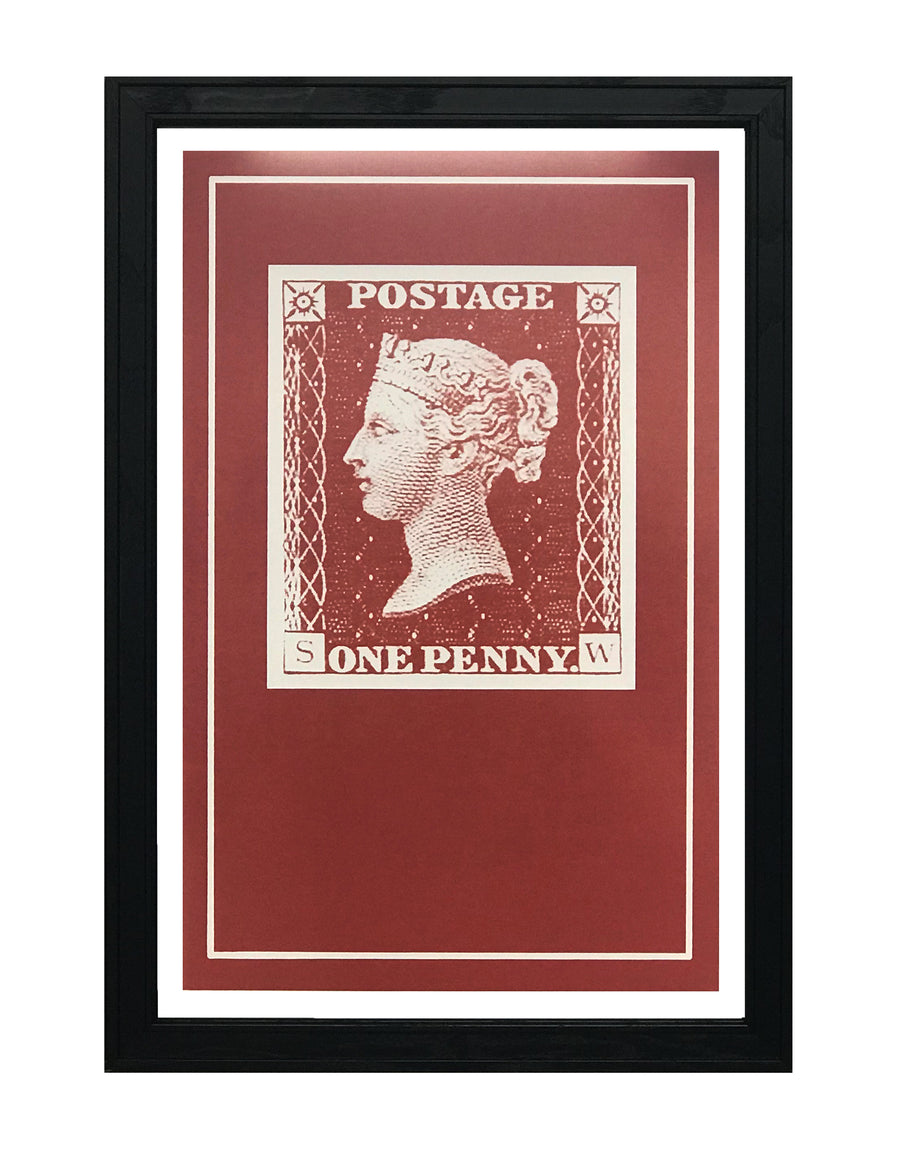 Limited Edition Penny Red Postage Stamp Art Poster - 13x19"