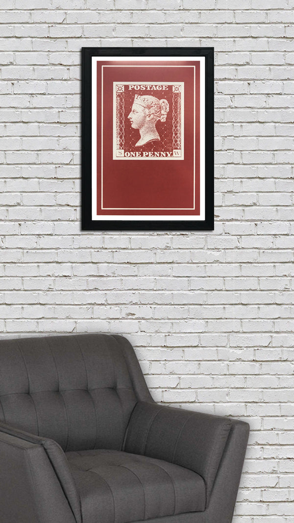 Limited Edition Penny Red Postage Stamp Art Poster - 13x19"