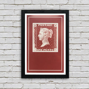 Limited Edition Penny Red Postage Stamp Art Poster - 13x19"
