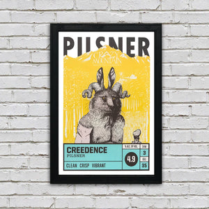 Limited Edition Crazy Mountain Creedence Pilsner Craft Beer Poster - 13x19"