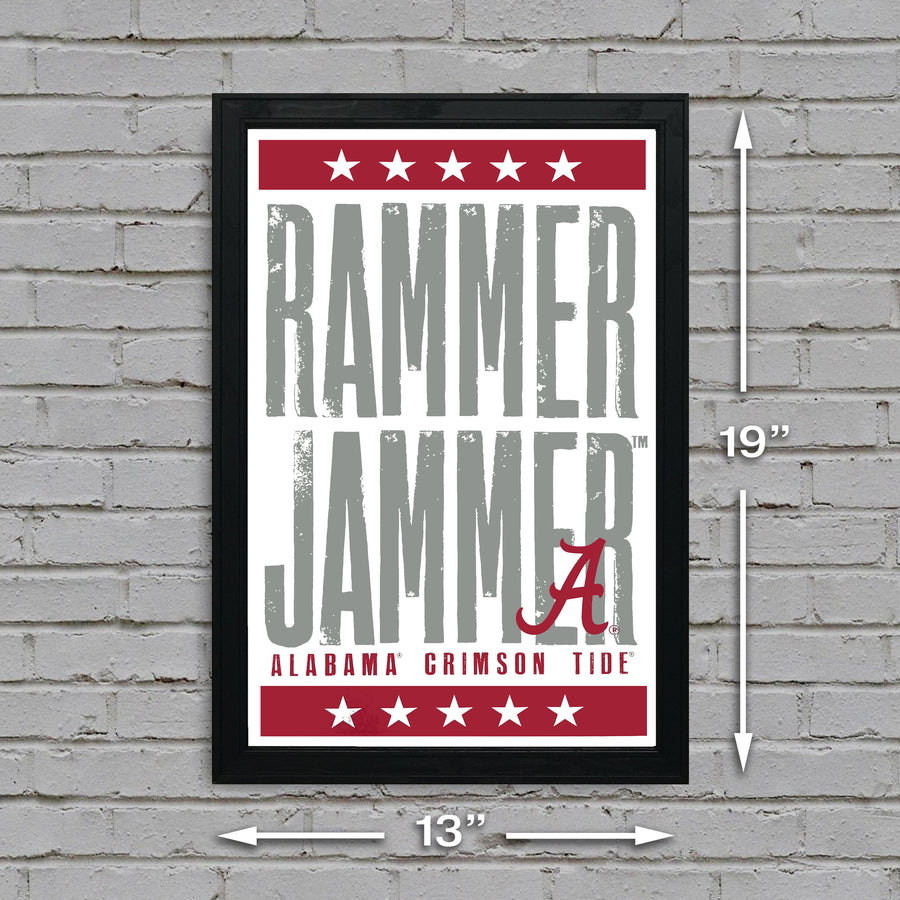 Limited Edition Rammer Jammer Alabama Crimson Tide Letterpress Poster Art - 13x19"