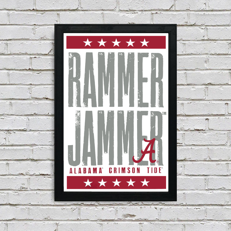 Limited Edition Rammer Jammer Alabama Crimson Tide Letterpress Poster Art - 13x19"