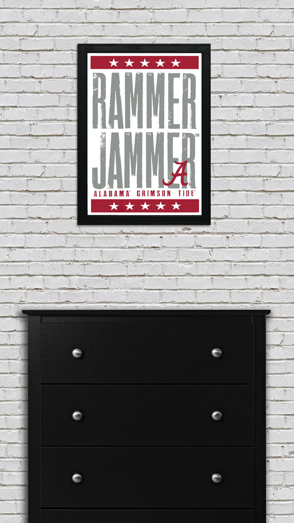 Limited Edition Rammer Jammer Alabama Crimson Tide Letterpress Poster Art - 13x19"