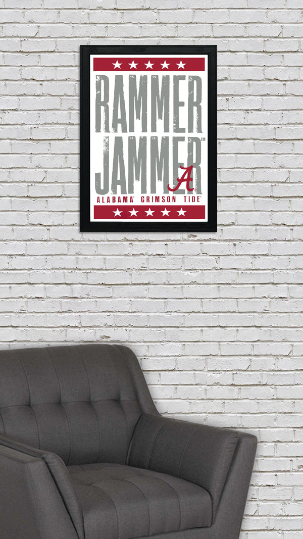 Limited Edition Rammer Jammer Alabama Crimson Tide Letterpress Poster Art - 13x19"