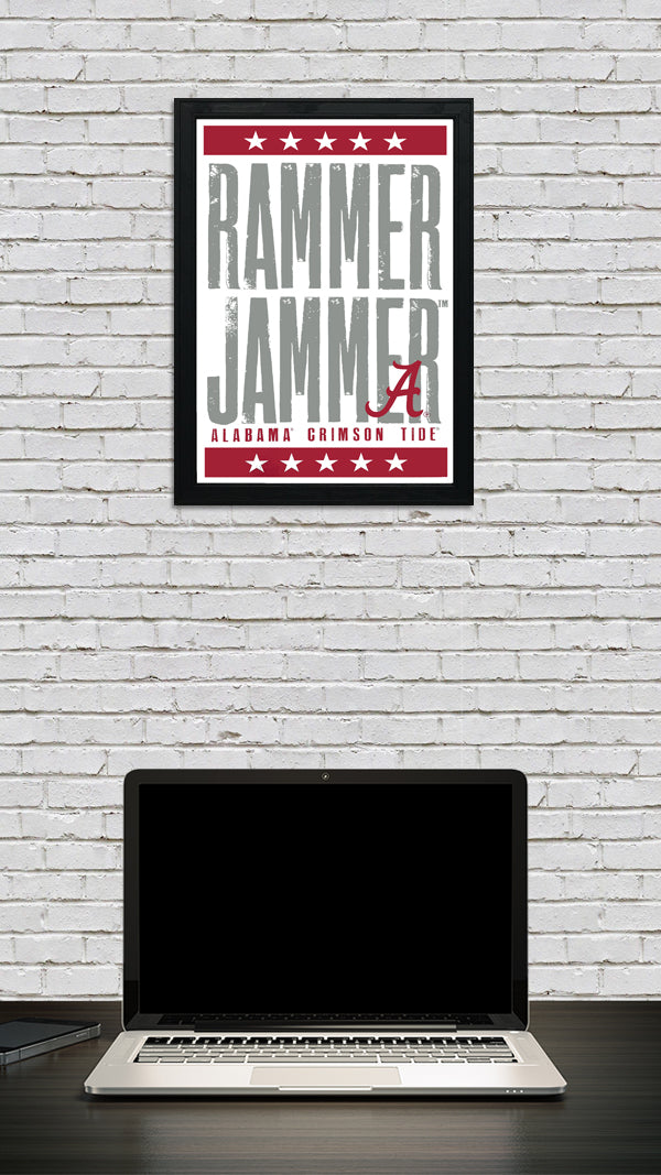 Limited Edition Rammer Jammer Alabama Crimson Tide Letterpress Poster Art - 13x19"