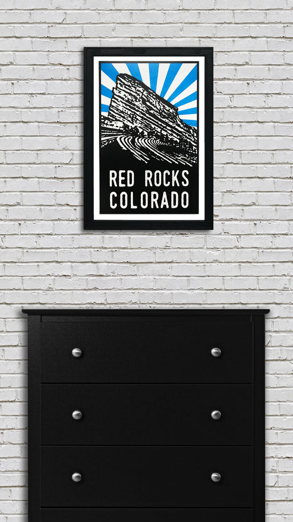 Limited Edition Limited Edition Red Rocks Art Poster - Blue Starburst ...