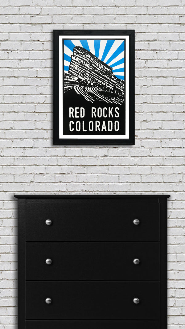 Limited Edition Limited Edition Red Rocks Art Poster - Blue Starburst - 13x19"